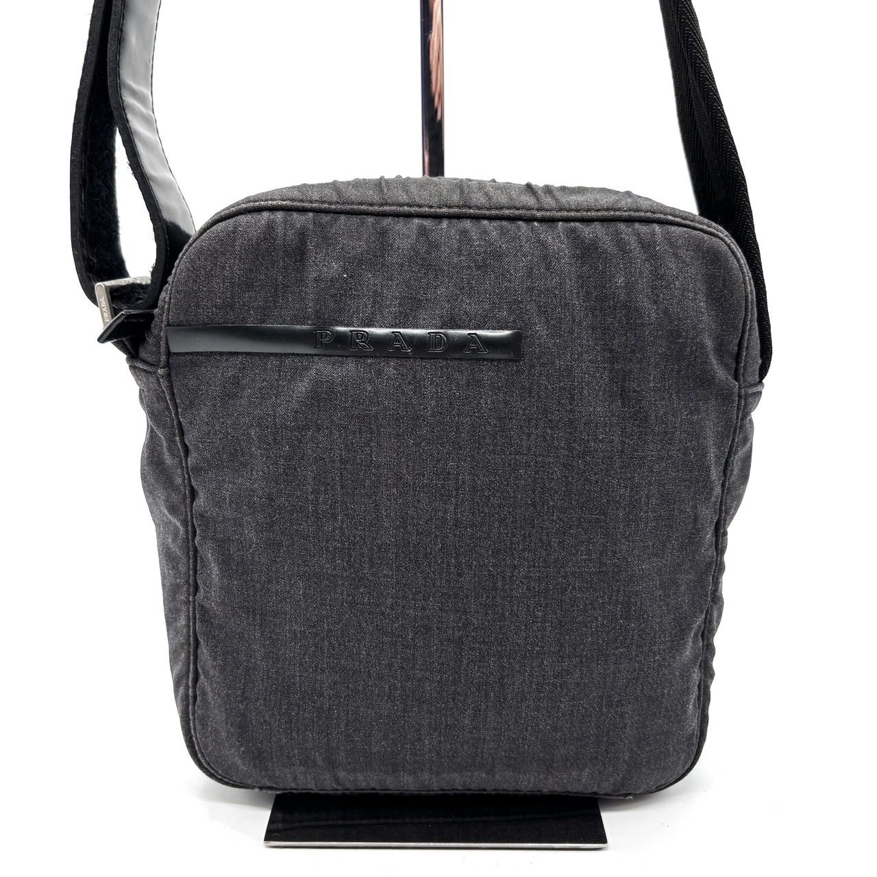 良品】 PRADA SPORTS y2k denim shoulder bag black pochette pouch 
