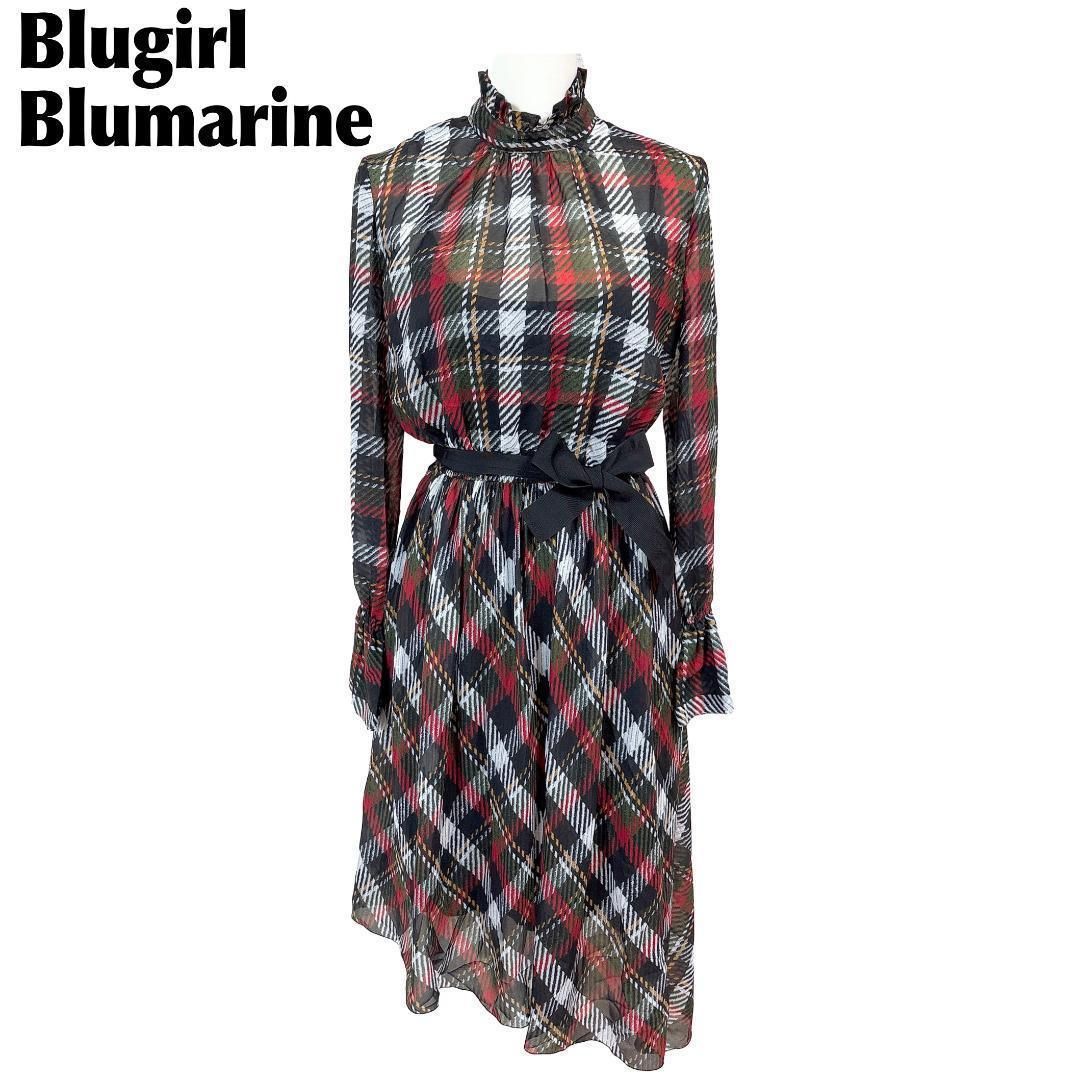 Blugirl Blumarine 襟元袖フリルAラインフ ワンピース