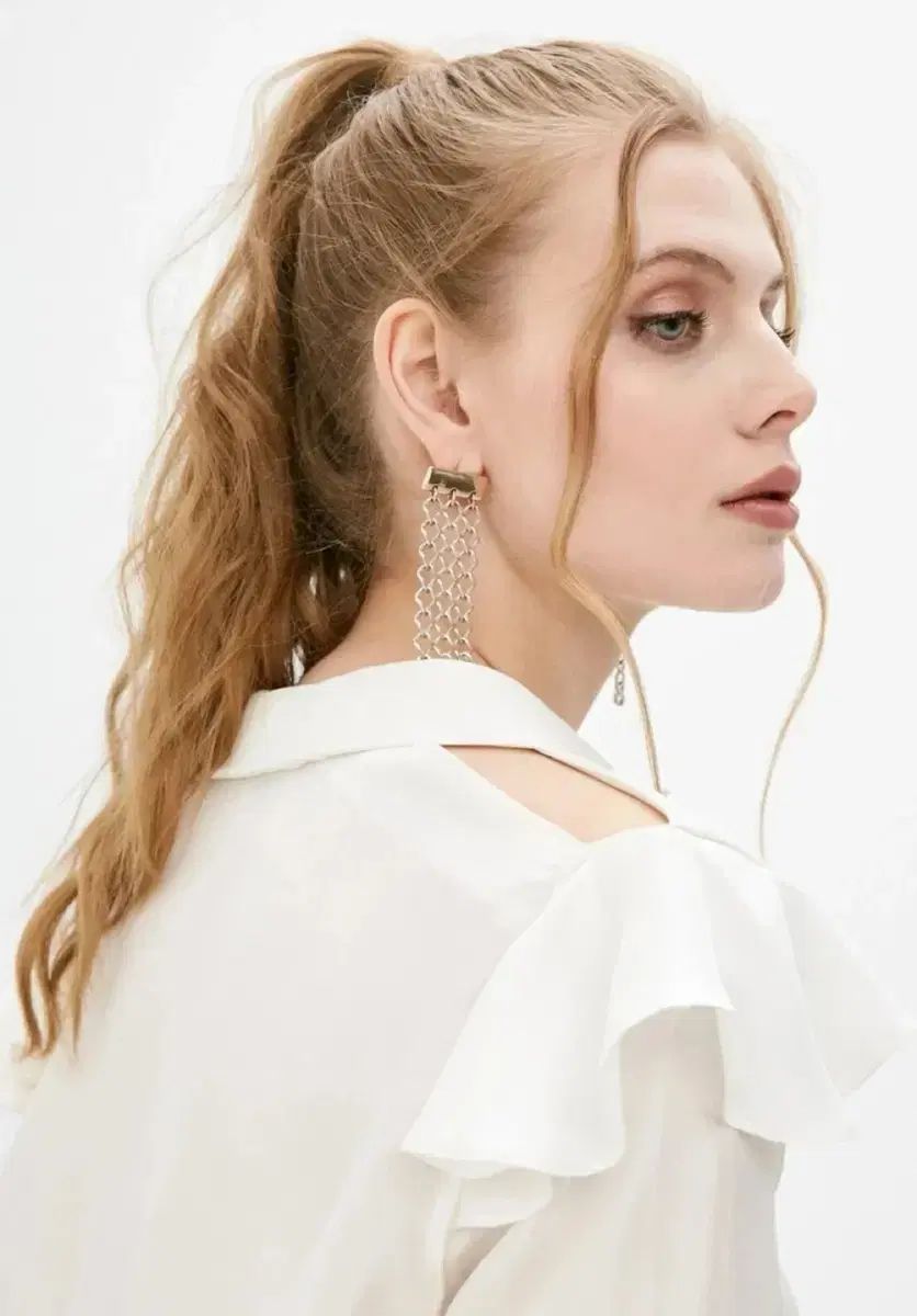 マージュ シルク100 フリル ブラウス ショール ディテール