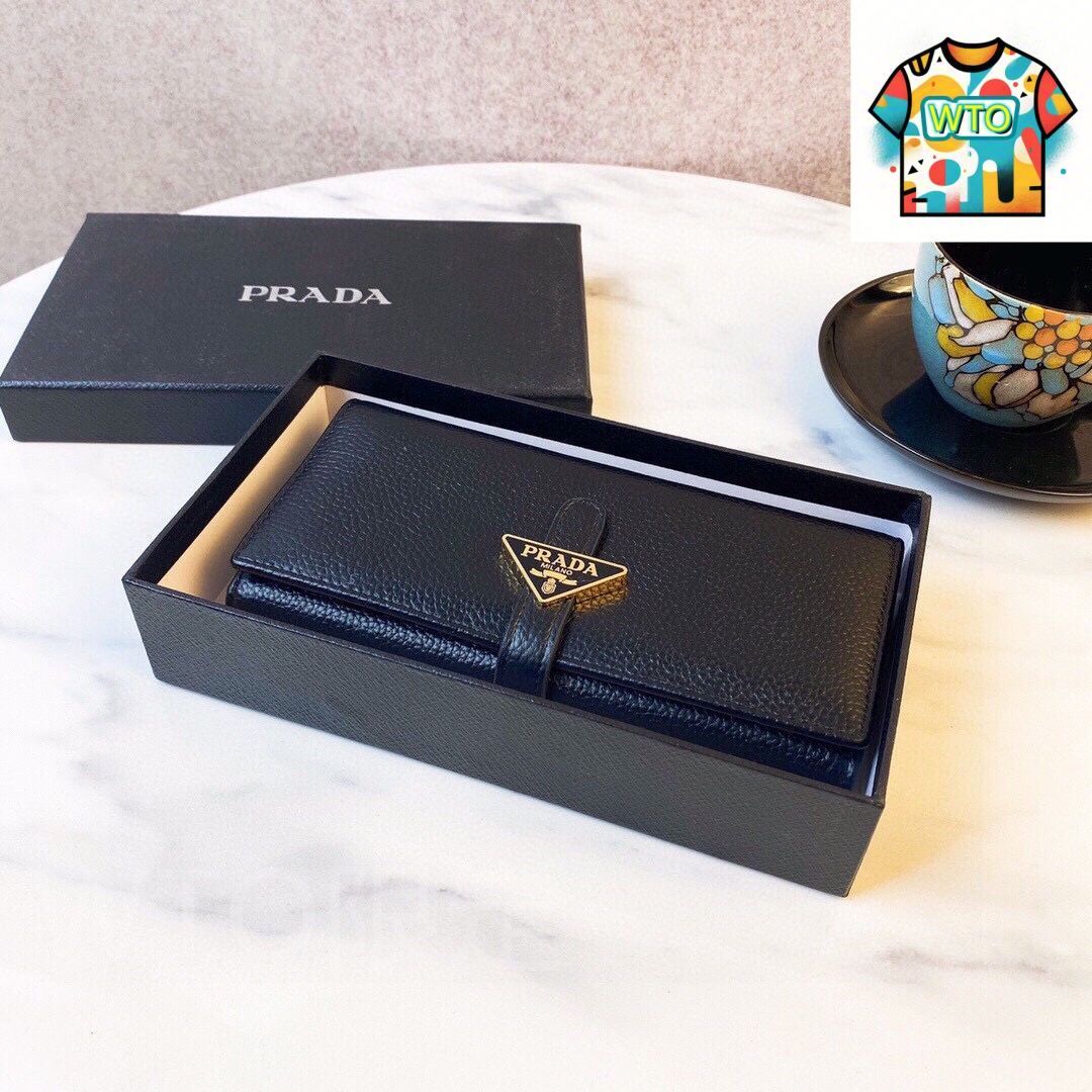 今日 Prada プラダ ダブルフォールドウォレット レザーを使用したクラシックで耐久性に優れたデザイン