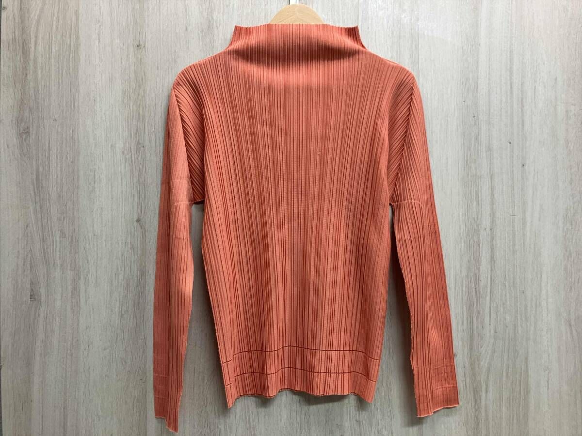 ISSEY MIYAKE イッセイ ミヤケ プリーツプリーズ 袖やウエスト辺りにライン 長袖ブラウス サイズ3 サーモンピンク