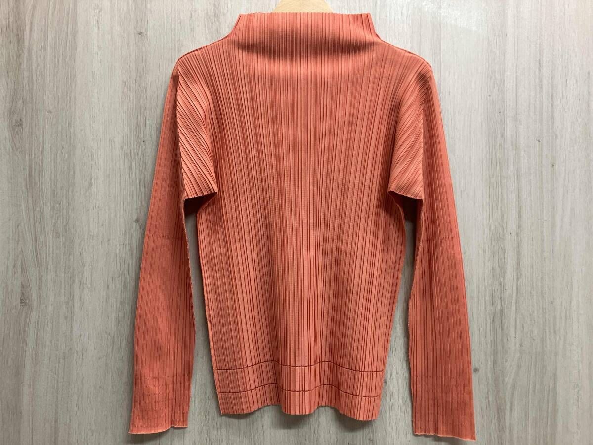 ISSEY MIYAKE イッセイ ミヤケ プリーツプリーズ 袖やウエスト辺りにライン 長袖ブラウス サイズ3 サーモンピンク