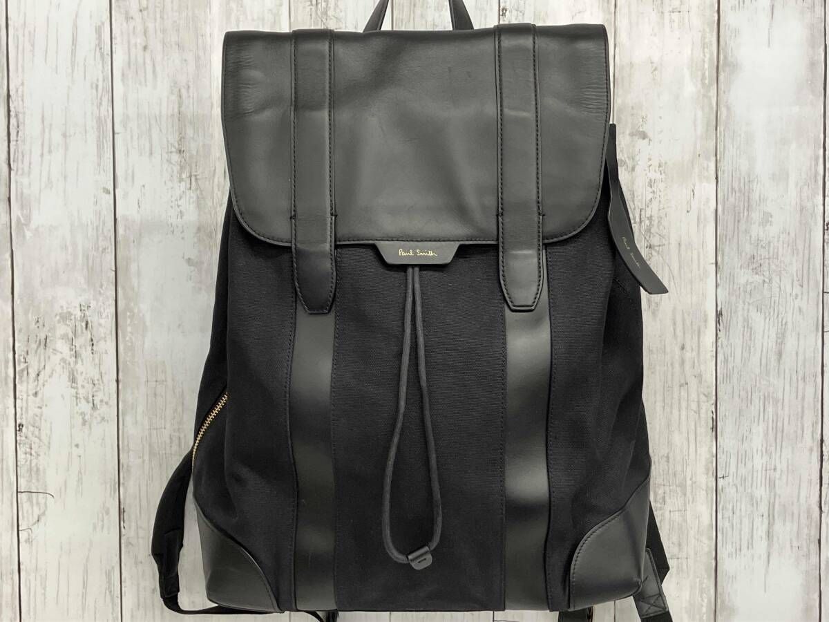 Paul Smith リュックサック ポールスミス バッグパック ブラック レザー切り替え