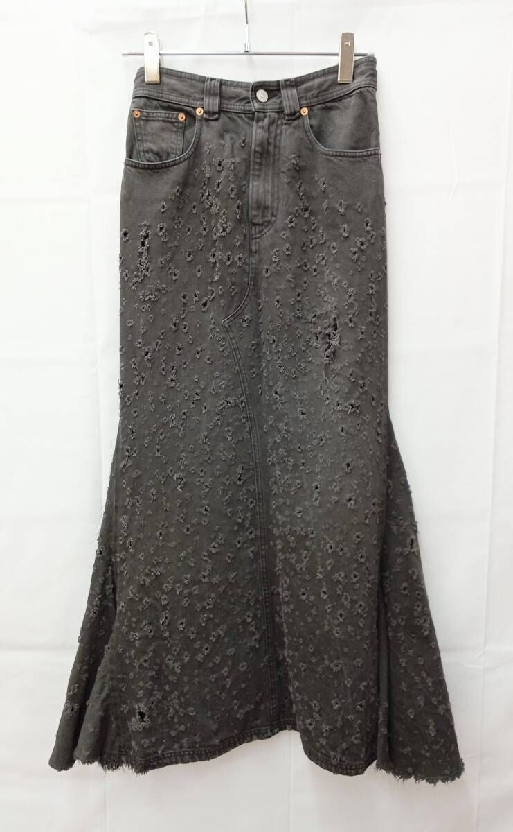 MAISON MARGIELA メゾンマルジェラ デニムスカート ダメージ加工 S62MI0002 サイズ36 グレー 通年