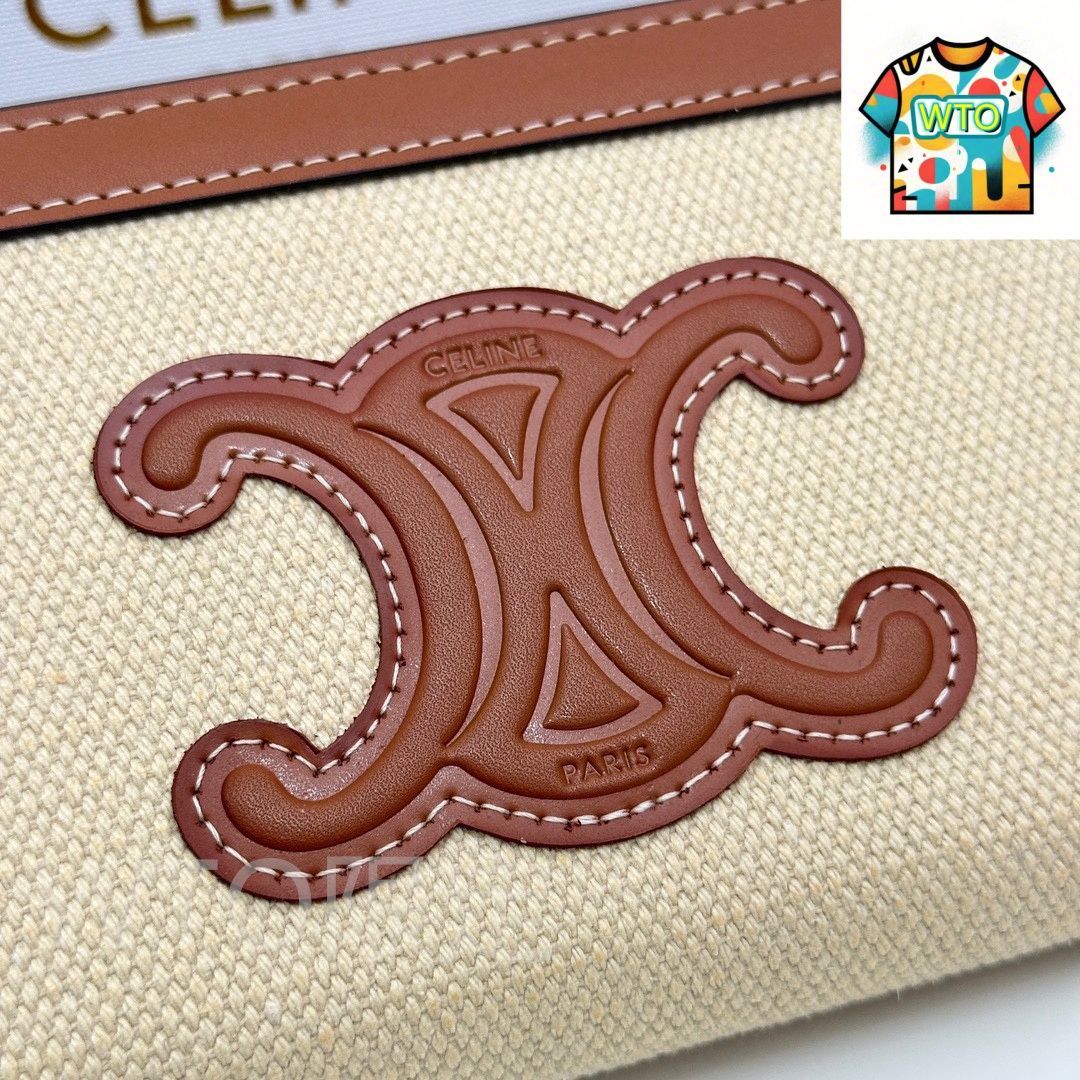 今日 Celine セリーヌ トリオンフ キュイル 大ジッパー財布 小牛皮と織物を使用 複数の収納スペースを備える 防風対応 財布 