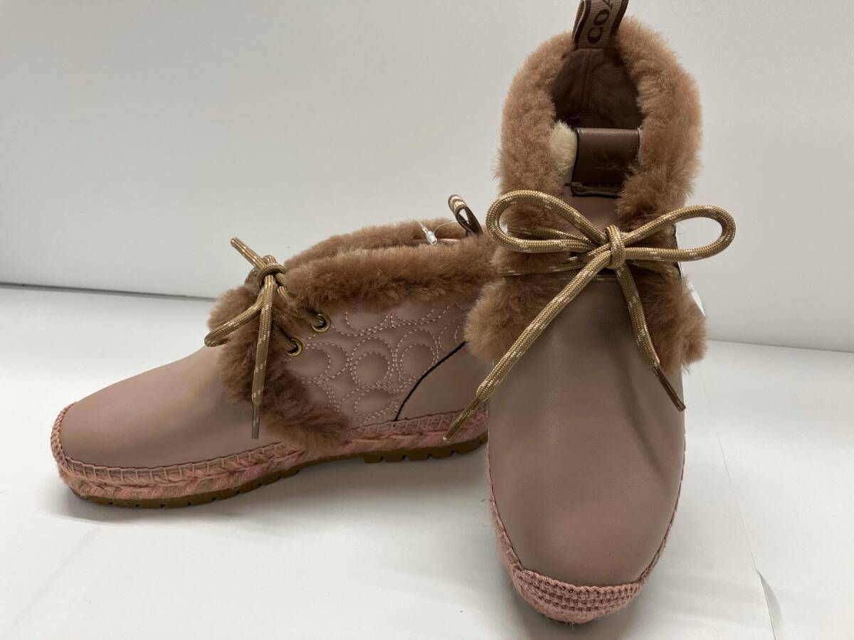 COACH G4797 ブーティ ピンクベージュ系 サイズ約22cm ファー付き
