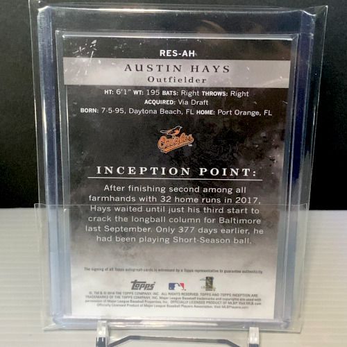 2018 Topps Inception オースティン・ヘイズ Austin Hays☆直筆サイン