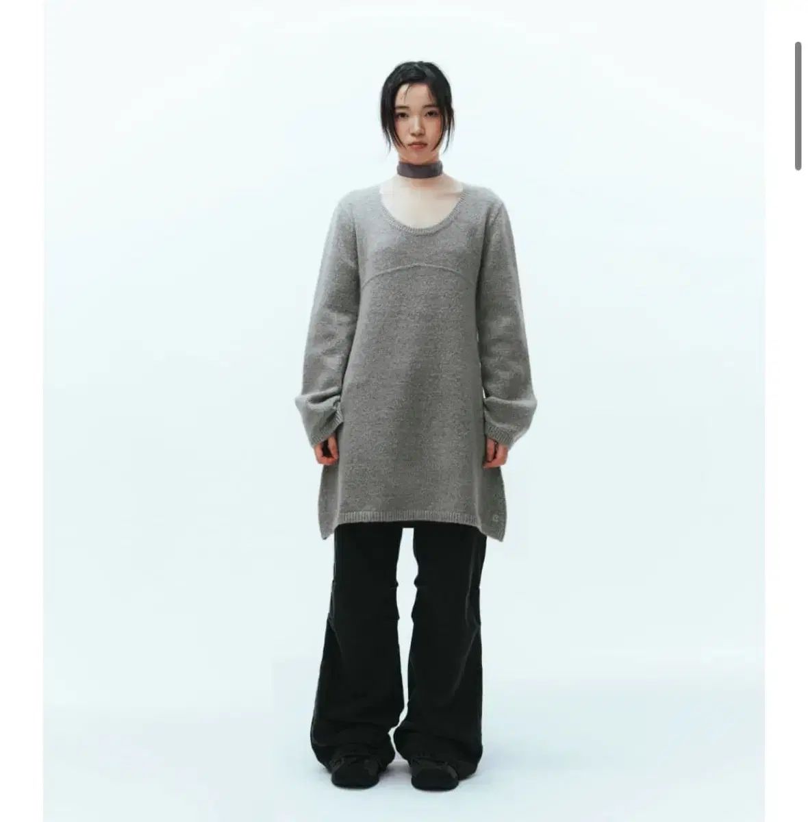 ISSEY MIYAKE イッセイミヤケ ブークレ ニット ONE PIECE ライト グレー