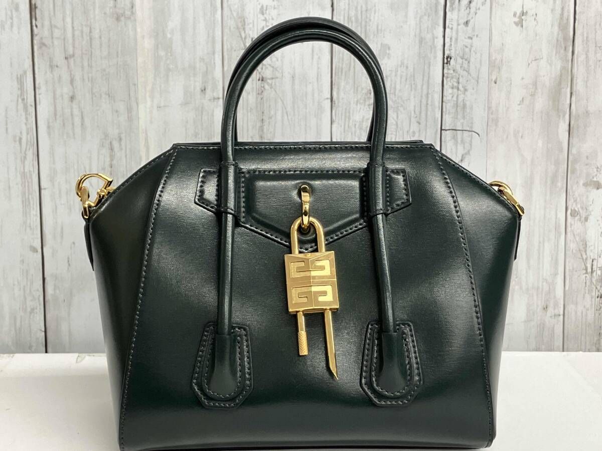 GIVENCHY アンティゴナロック ミニボックス レザー ショルダーバッグ ジバンシイ 2way ハンドバッグ グリーン