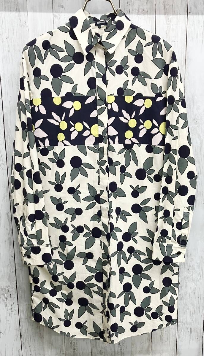 JIL SANDER 長袖シャツ ジルサンダー 総柄 チュニックワンピース サイズ32