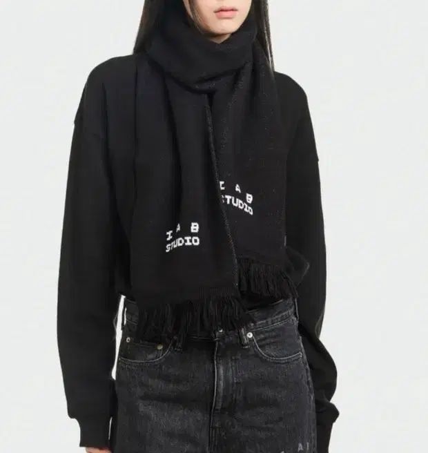 IAB Studio アイエプスタジオ ニット マフラー ブラック 白