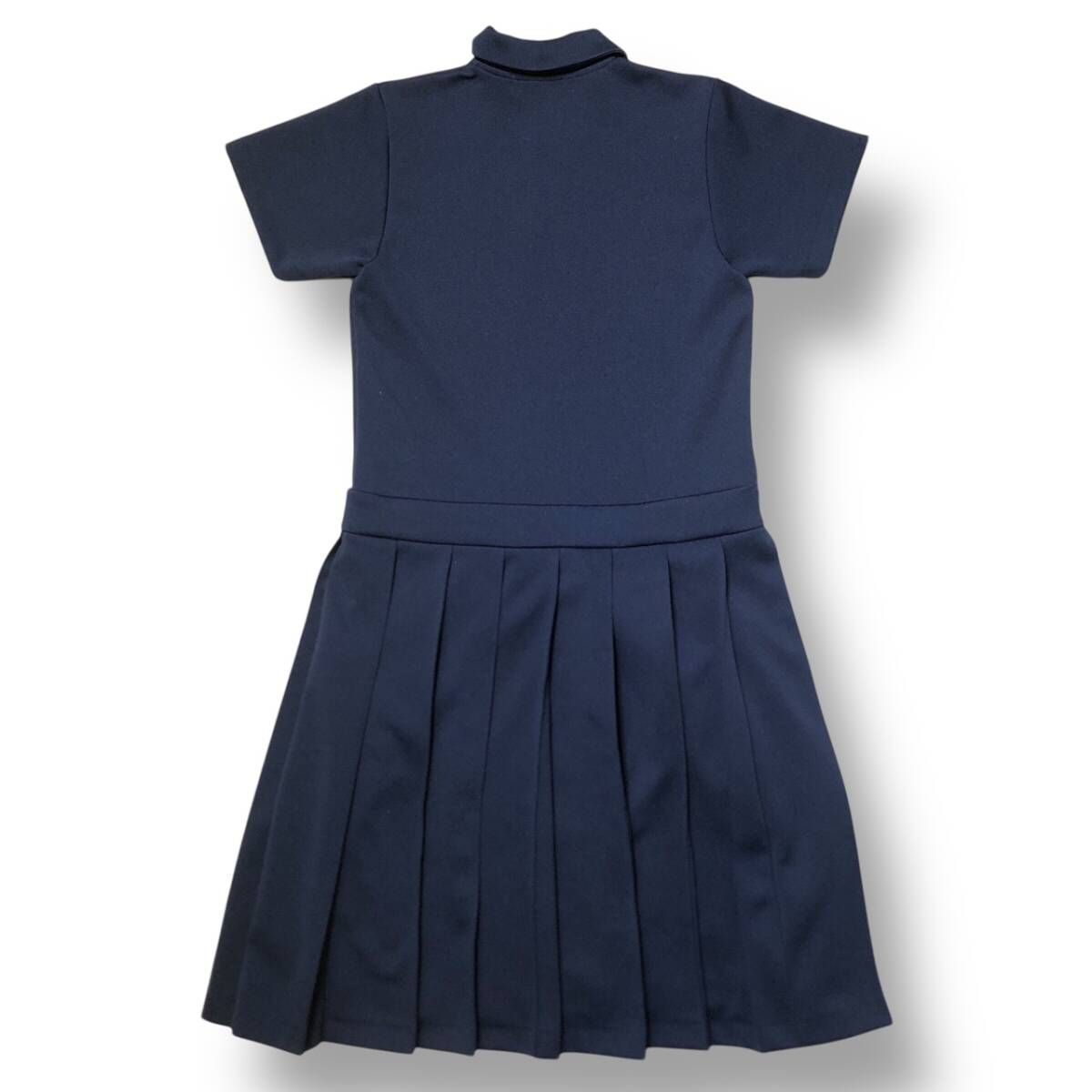 25 ss COMME des GARCONS GIRL ポリエステルプリーツデザインワンピース 半袖ワンピース サイズS ネイビー コムデギャルソンガール