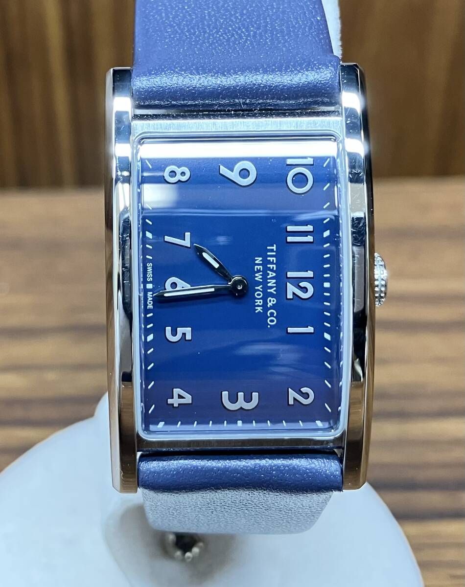 メンテナンス済 TIFFANY Co ティファニー イーストウェスト クォーツ レディース 腕時計 ネイビー文字盤 3666384