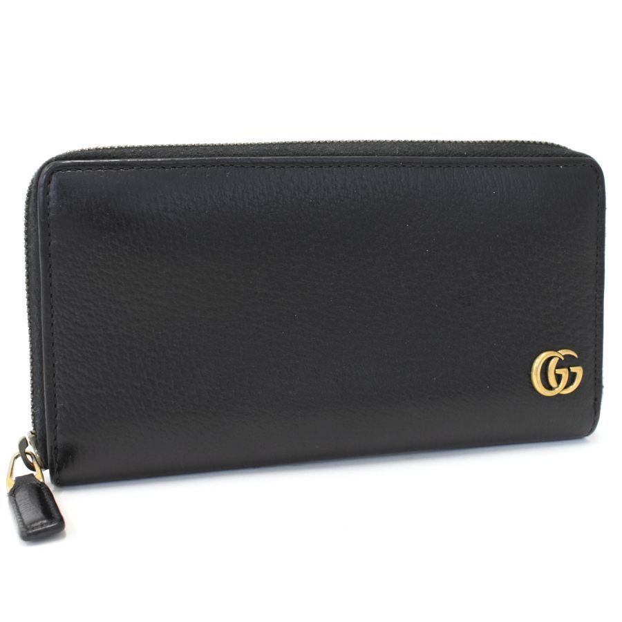 グッチ 長財布 ジップアラウンドウォレット 735845 GGマーモント レザー ブラック GUCCI