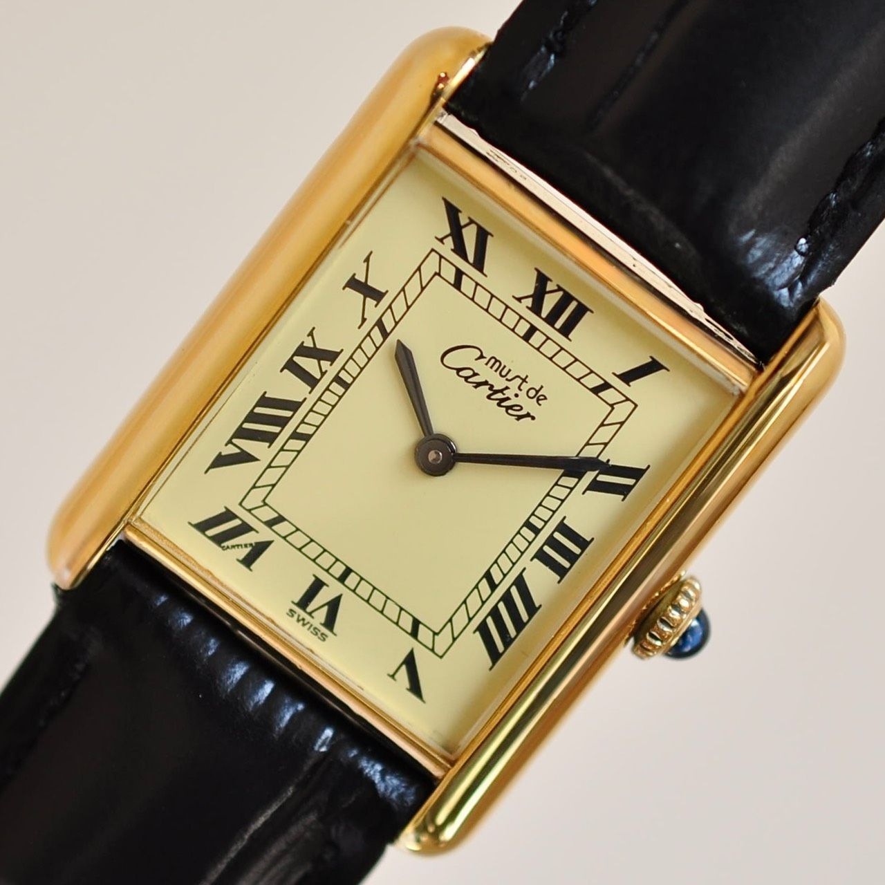 Cartier ヴェルメイユ マストタンク LM 手巻き アイボリー文字盤