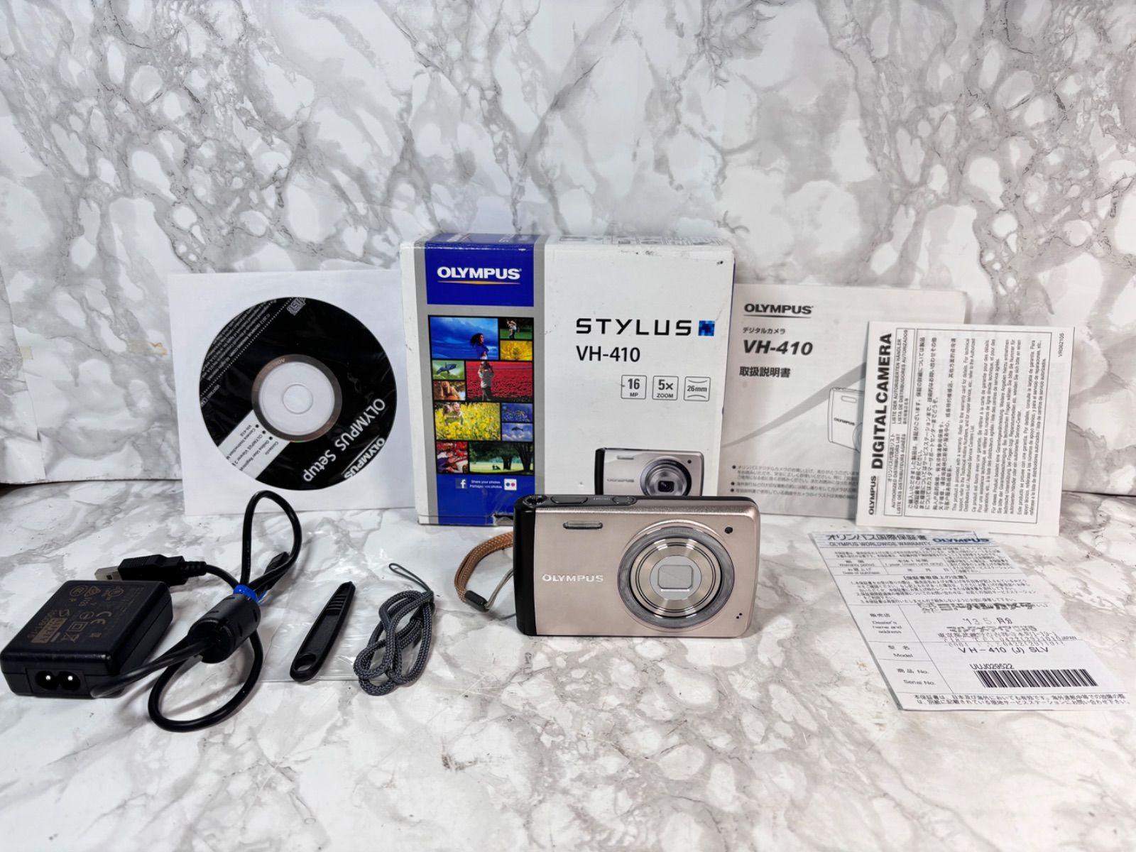 OLYMPUS デジタルカメラ STYLUS VH-410 シルバー き 動作 済み 良好 1600万画素CCD 広角26mm シルバー VH-410 SLV