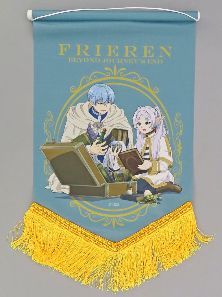 ②㊾ 葬送のフリーレン 全巻 購入特典 A3ペナントタペストリー＆缶バッジ 中古】タペストリー [単品] フリーレン＆ヒンメル 描き下ろしA3