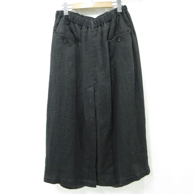 Yohji Yamamoto POUR HOMME ヨウジヤマモトプールオム ラップ付きプリントリネンワイドパンツ 20 s HN P 33 311 ブラック サイズ 2 108