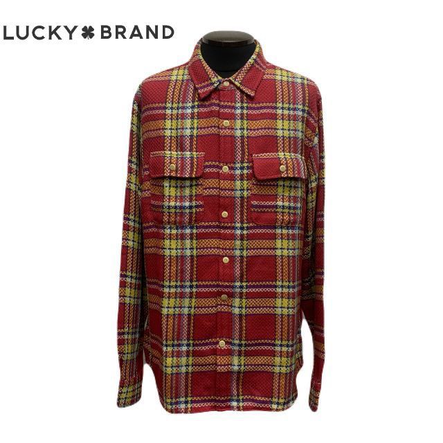 LUCKYBRAND PLAID SHIRT ラッキーブランド チェック柄 シャツ 織り柄チェック ジャカードチェック 148165 RPL 640 赤チェック アメリカ買い付け商品 1716