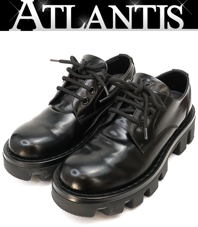 広尾店 ルイヴィトン Louis Vuitton チェッカーローファー レースアップシューズ レザー 黒 MT0224 size 7 約26cm 17676