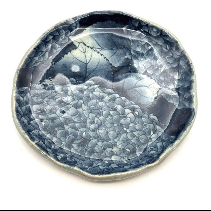 【辻修窯】 『夢の木』『あじさい』 皿 各1枚/手捻り 辻修窯】『夢の木』『あじさい』 皿 各1枚セット / 陶芸作家 辻修作