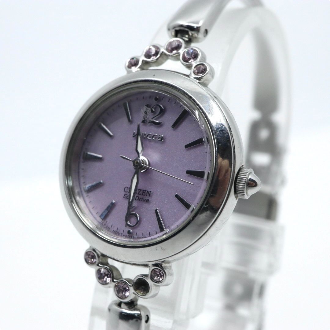 CITIZEN シチズン WICCA ウィッカ バングルウォッチ ピンク文字盤 ステンレス シルバー ラインストーン クオーツ アナログ レディース 腕時計 G 8