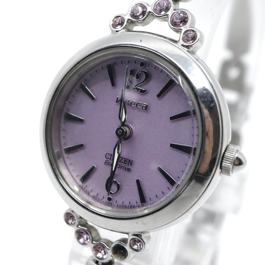 CITIZEN シチズン WICCA ウィッカ バングルウォッチ ピンク文字盤 ステンレス シルバー ラインストーン クオーツ アナログ レディース 腕時計 G8