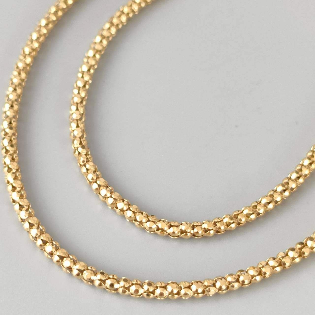 18金 K18 男女兼用 カットポンパチェーン ネックレス 6.76g 44.5㎝ D576