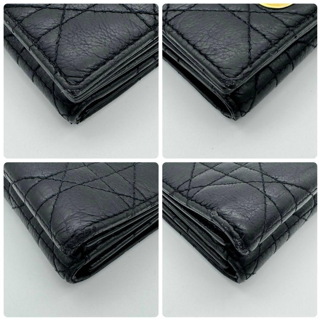  クリスチャン ディオール 折財布 カナージュ カロ Christian Dior 黒 ブラック 3つ折り サイフ ウォレット 小物 ブランド 三つ折り財布 折り財布