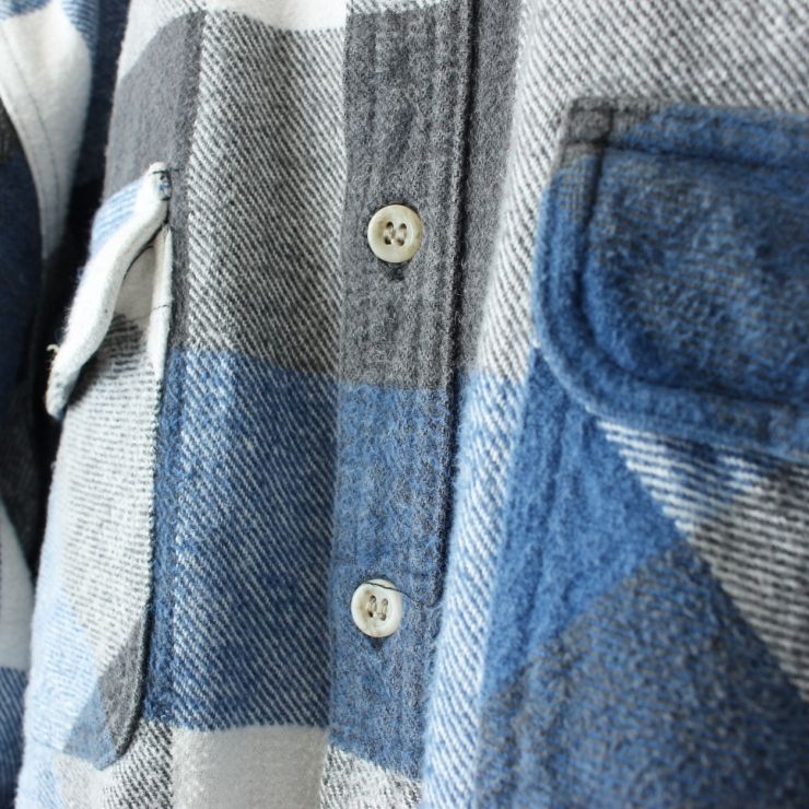 80s 90s USA ヘビーフランネル ブロックチェックシャツ ブルー ブラック メンズXL相当 長袖 アメリカ古着 092425aw99 MERCADOAVALIA_COM_BR