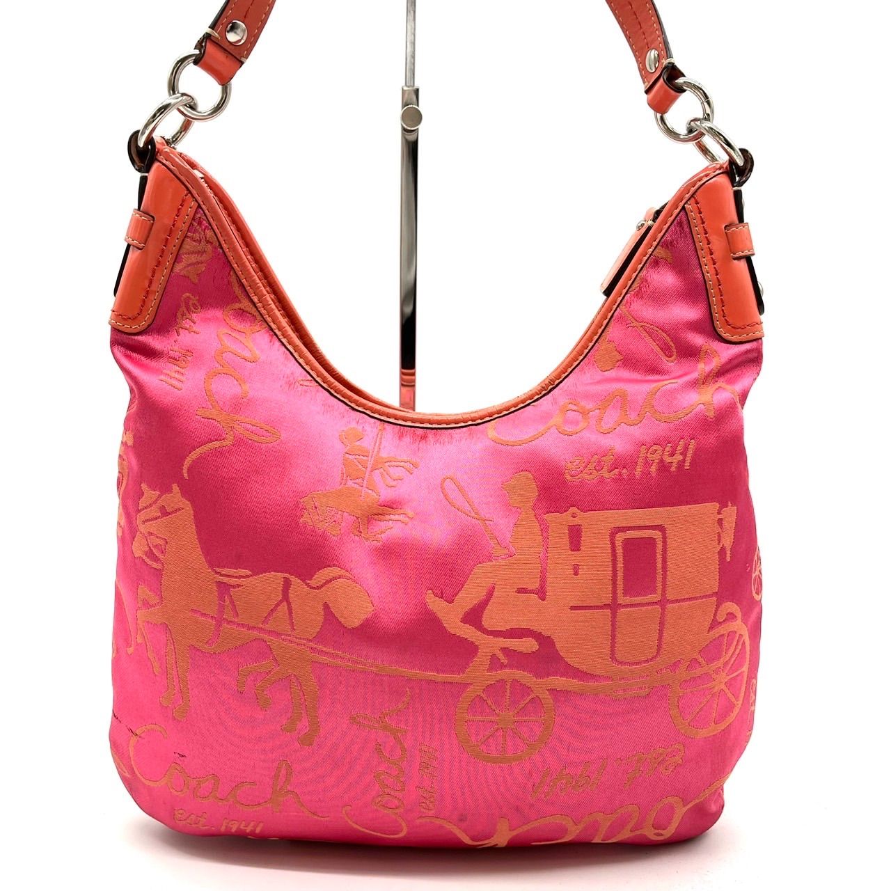良品】 coach コーチ 馬車柄 2way ショルダーバッグ ハンドバッグ 