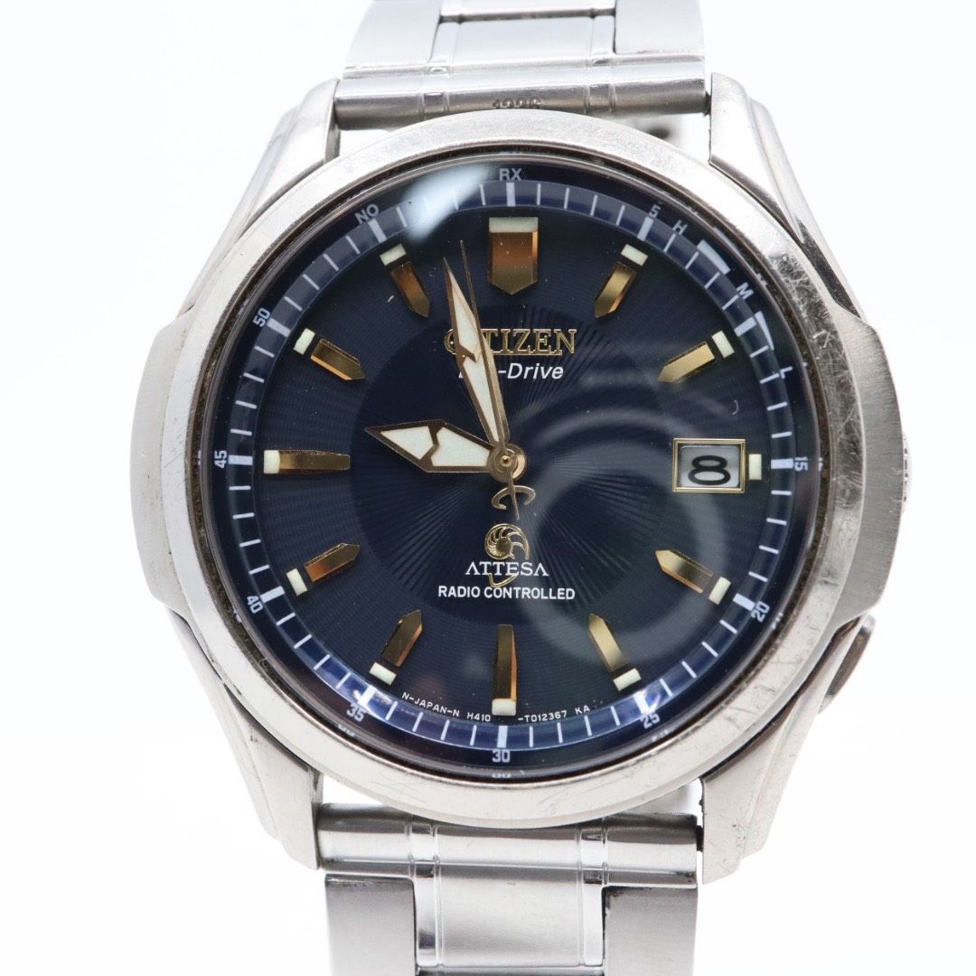 CITIZEN シチズン ATTESA アテッサ ネイビー文字盤 ゴールド針 ステンレス エコドライブ ソーラー電波時計 アナログ メンズ 腕時計 G7