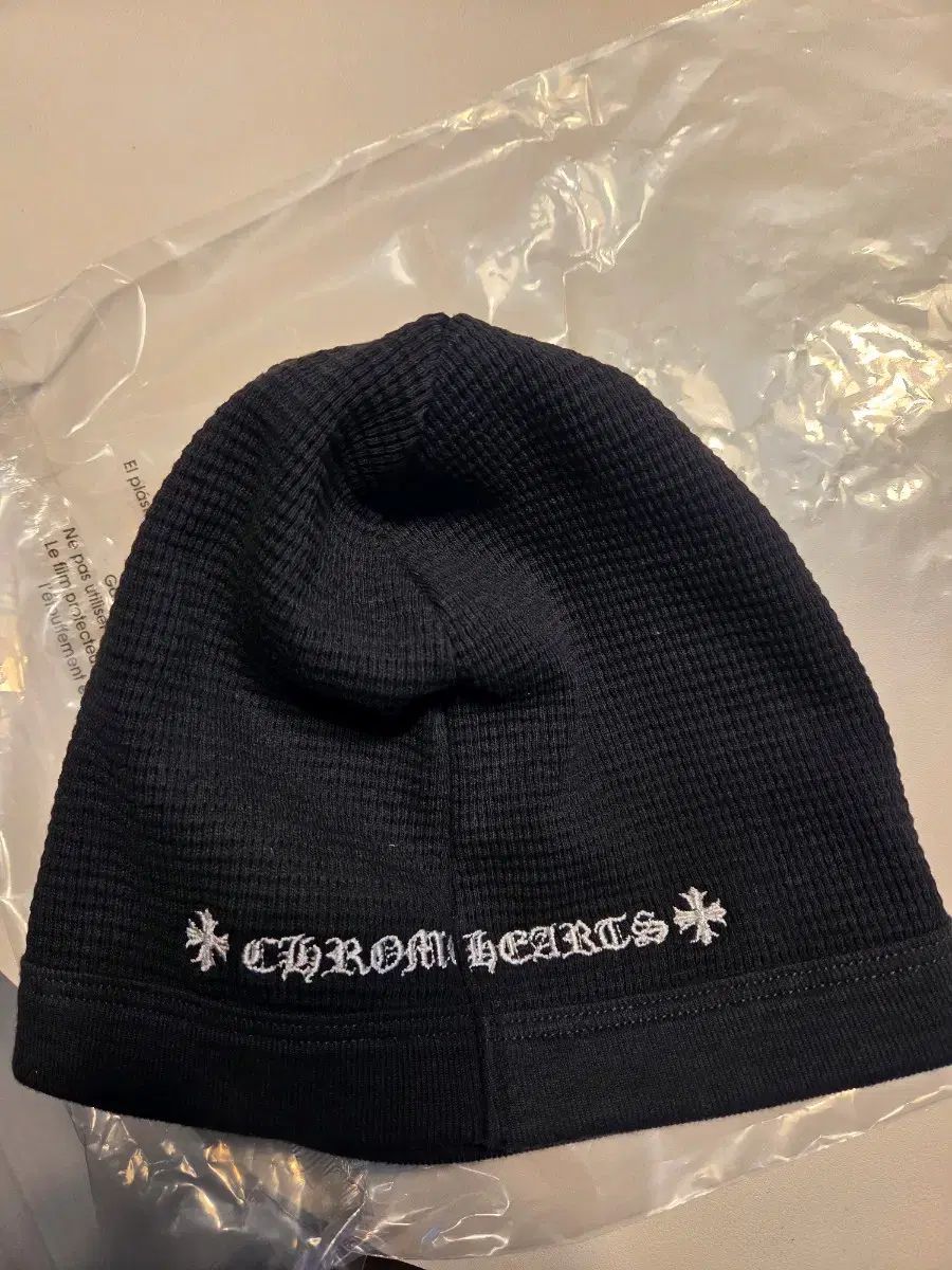 CHROME HEARTS クロムハーツ PLUS クロス ワッフル ニット スカル キャップ ビーニー ブラック