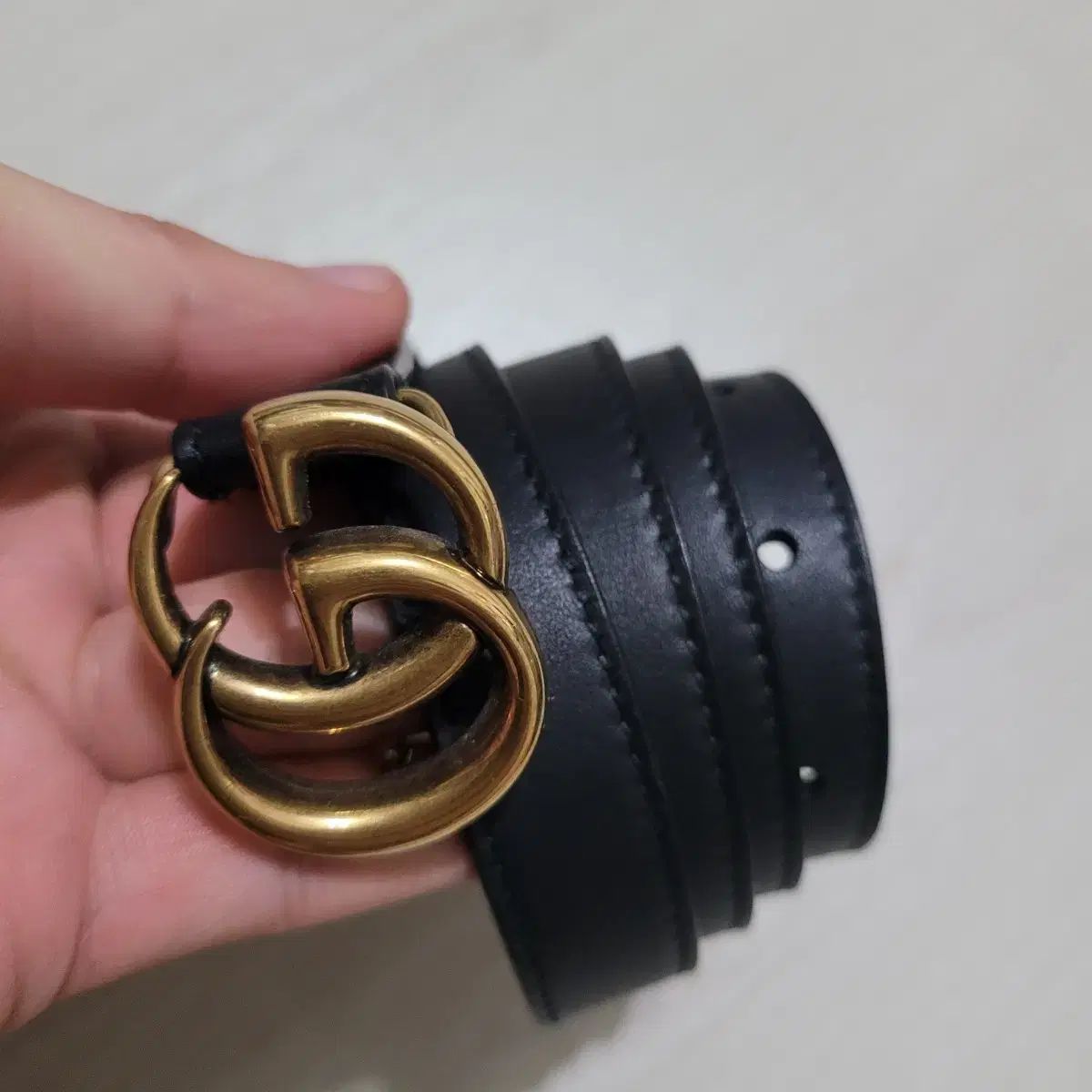 グッチ GGマーモント ブラック レディース ベルト ゴールド 90 36