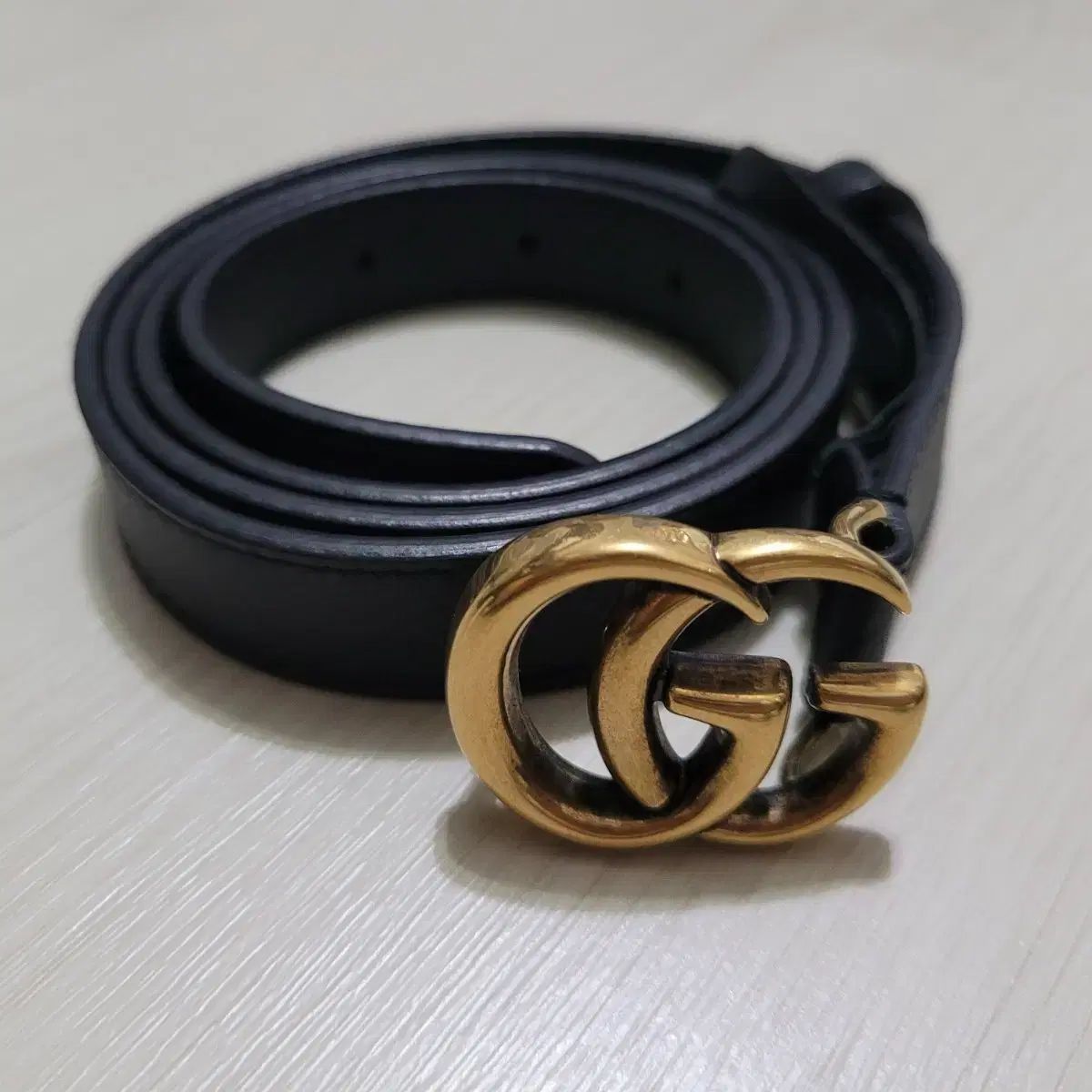 グッチ GGマーモント ブラック レディース ベルト ゴールド 90 36