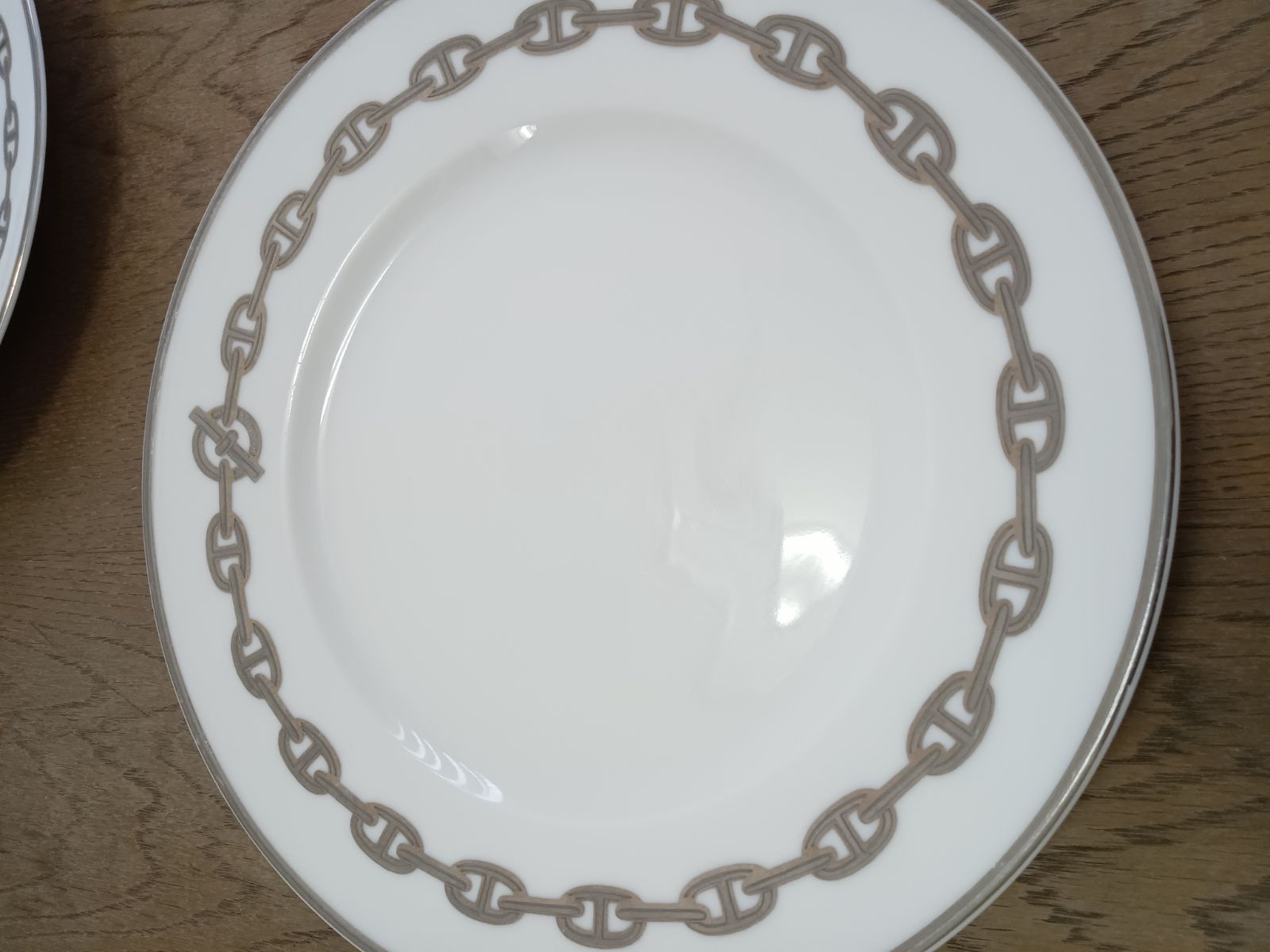  HERMES シェーヌダンクル プレート セット 22 cm プラチナ お皿 皿 食器