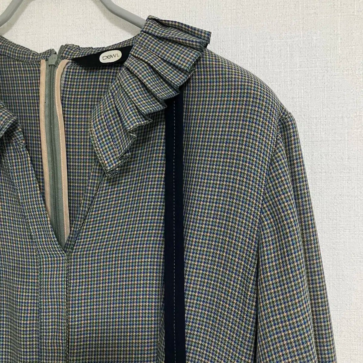 DEWL 듀엘 チェック パータン プリーツ タイ ロング ONE PIECE 55