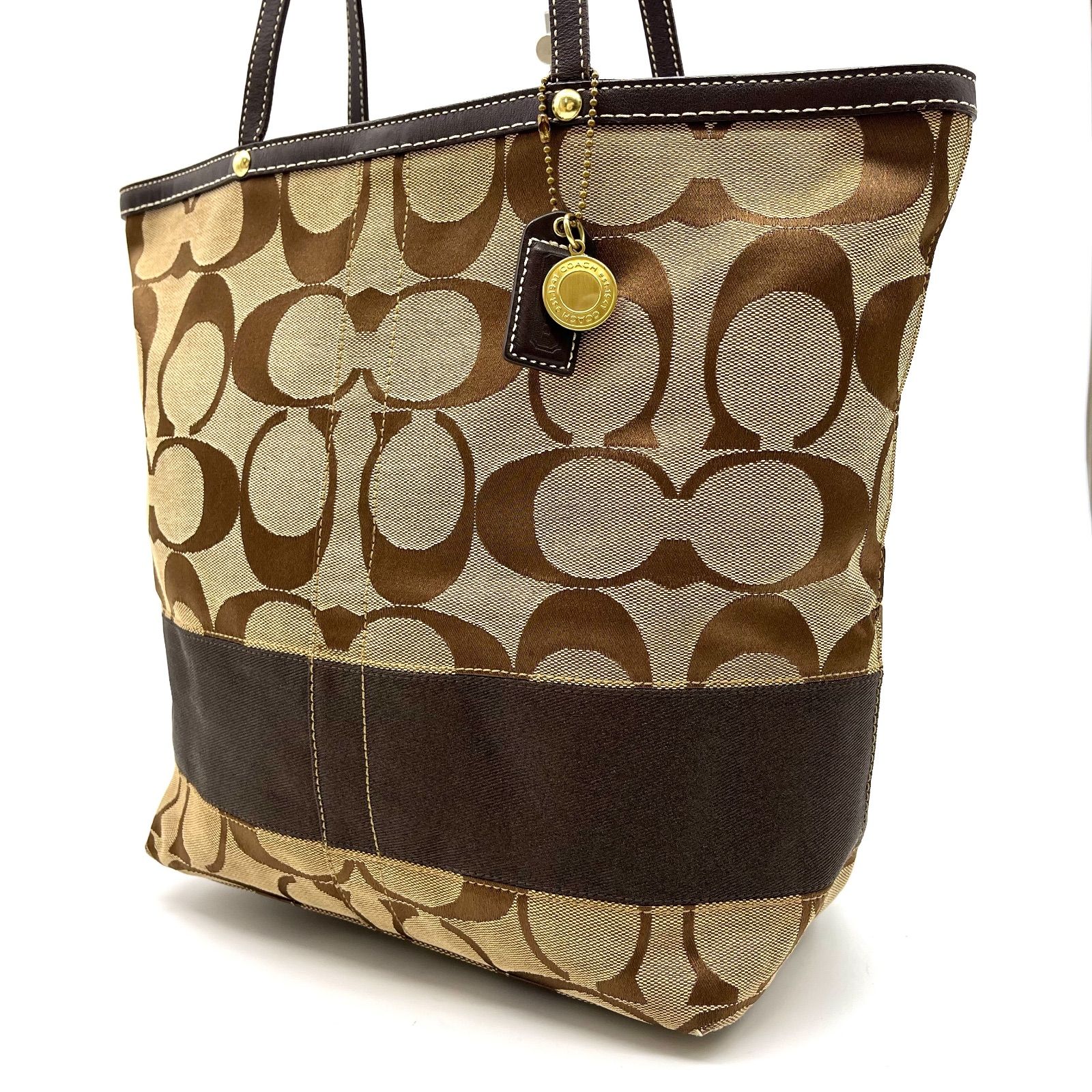 COACH Y 2 K belt brown beige canvas shoulder g charm bag unisex コーチ ハンドバッグ トートバッグ