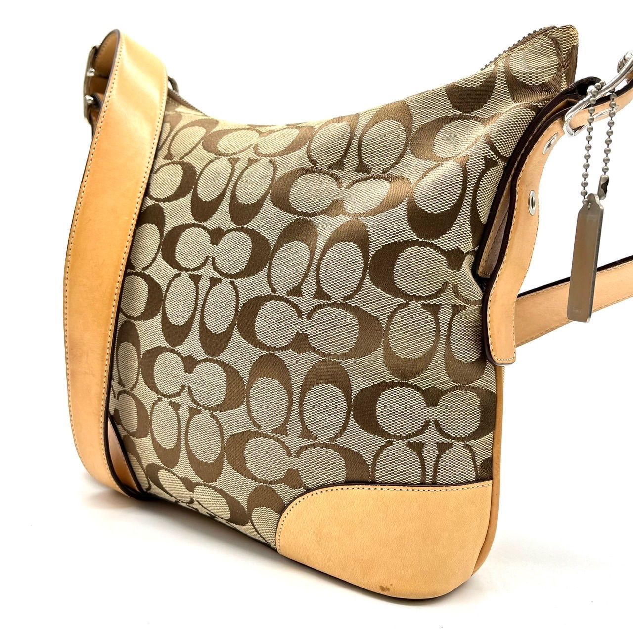 COACH Y 2 K belt brown beige canvas shoulder g charm bag unisex コーチ ショルダーバッグ ポシェット