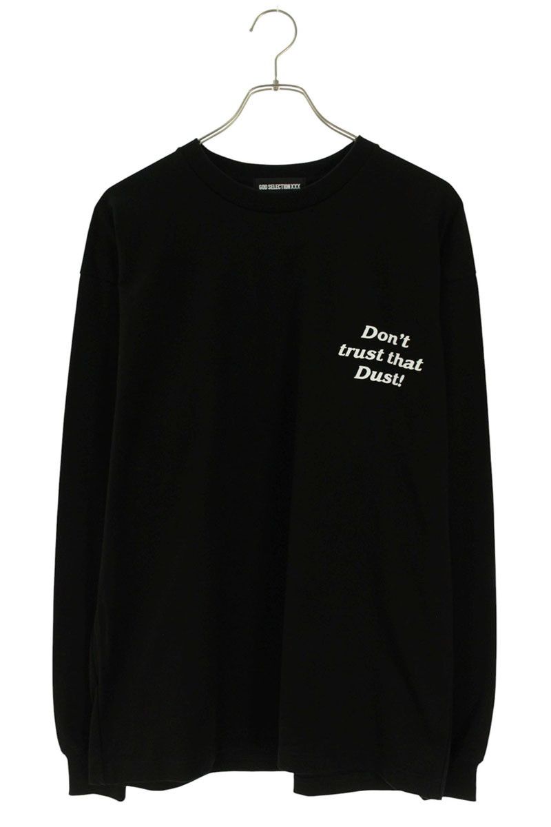 GOD SELECT プリント長袖カットソー ブラック ゴッドセレクショントリプルエックス ロゴプリント長袖カットソー