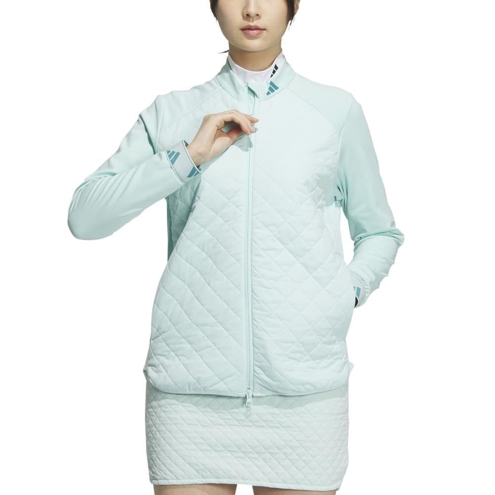 adidas アディダス COLD.RDY キルトレイヤード フルジップジャケット セミフラッシュアクア L ライトブルー