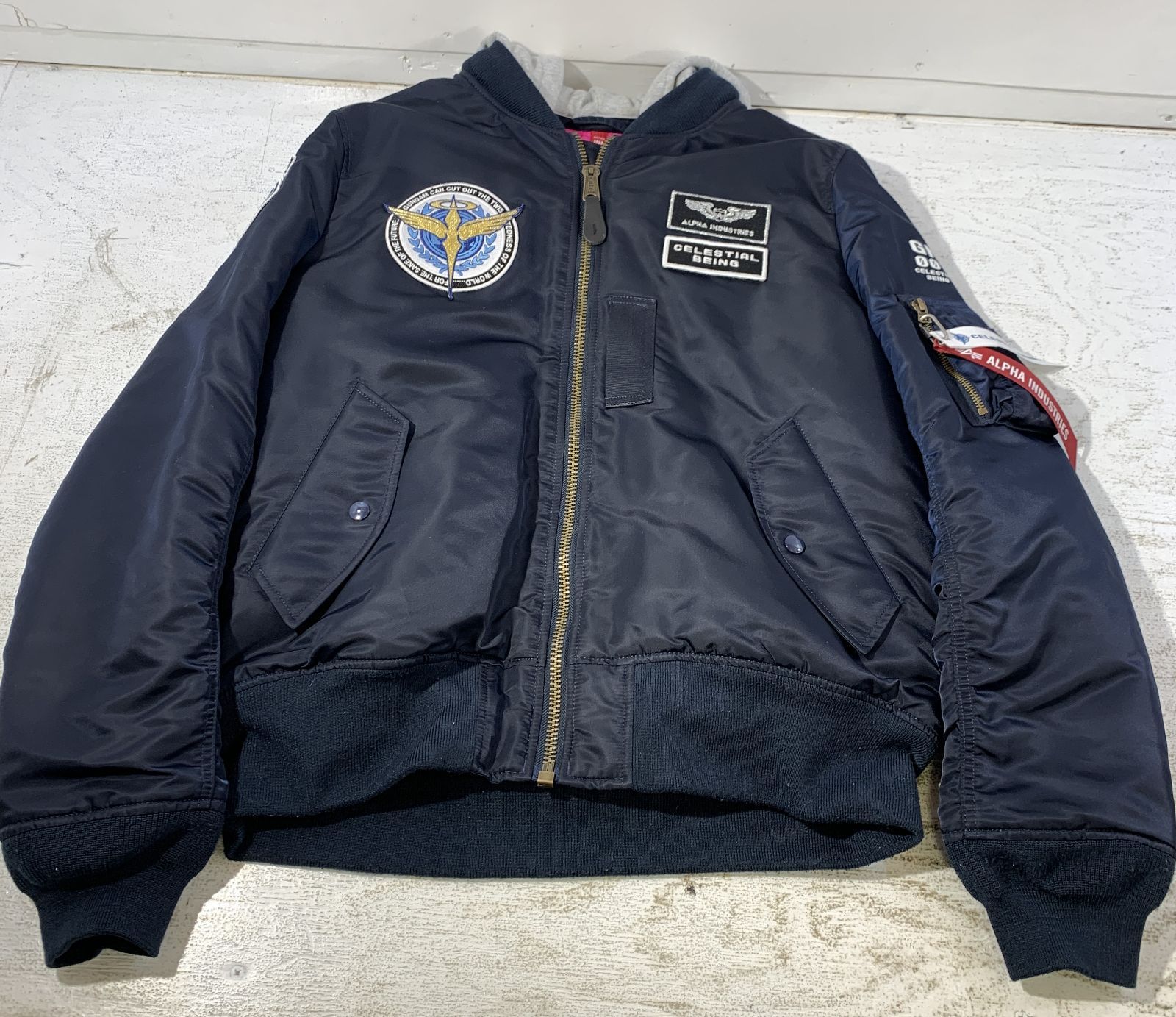 紫波75-1-1114st】ALPHA INDUSTRIES STRICT-G ALPHA MA-1 NATUS『機動