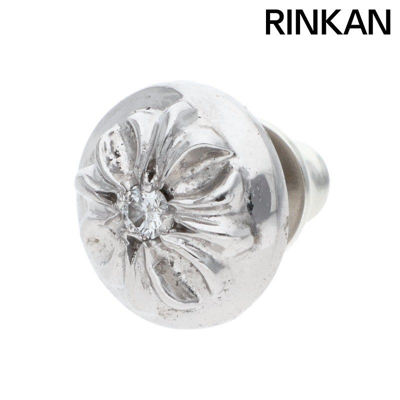 クロムハーツ 18 K STD CRSBL DIA Kクロスボールスタッド 1ダイヤホワイトゴールドピアス メンズ