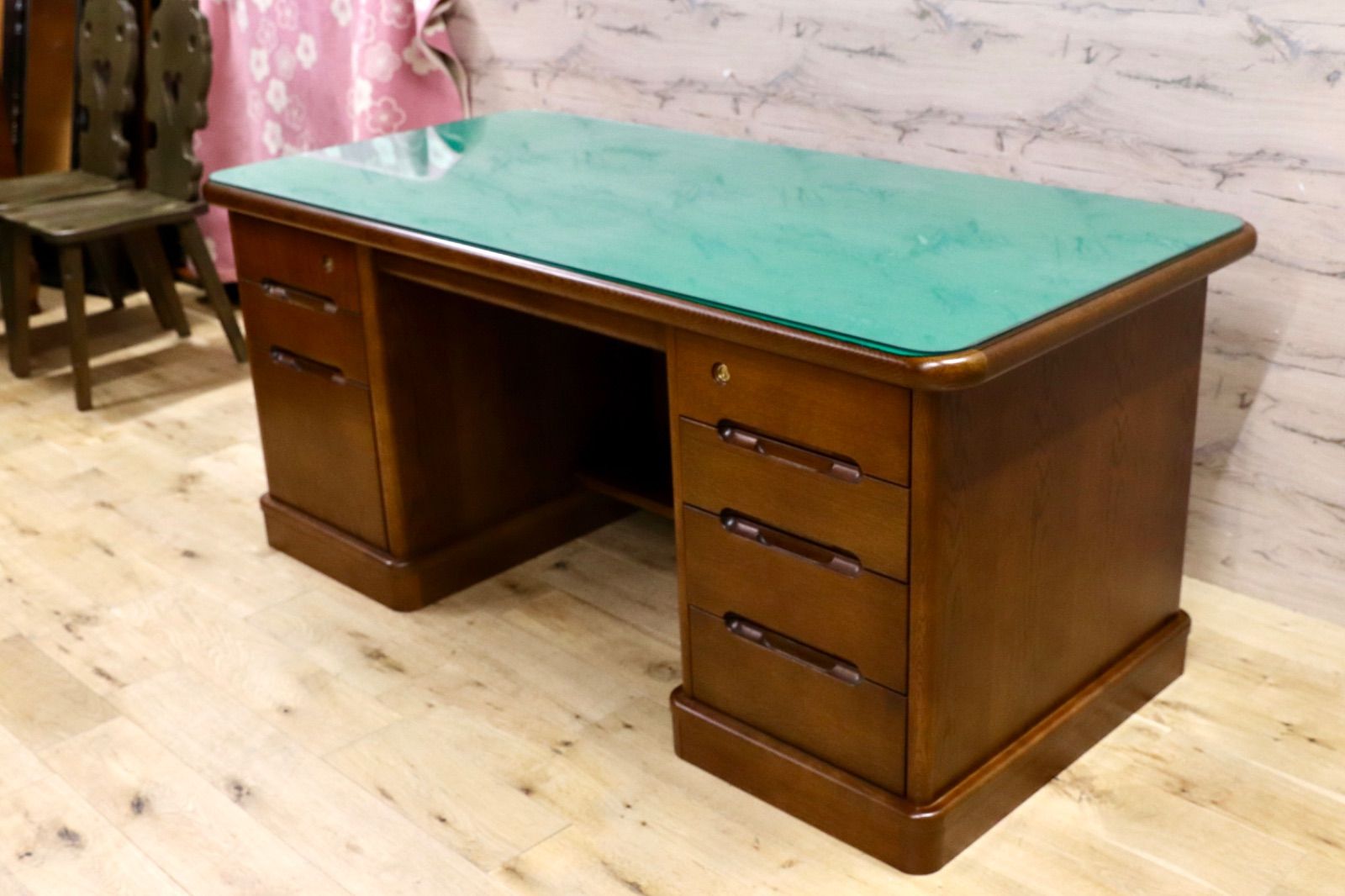 GMIK614○karimoku / カリモク コロニアル ヴィンテージ デスク 書斎机