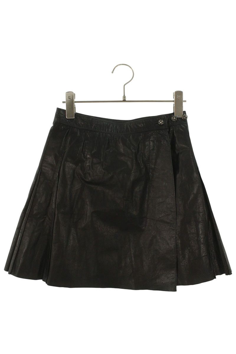 クロムハーツ クロスボールボタンレザーラップスカート レディース 26インチ