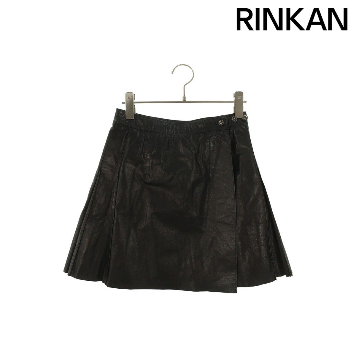 クロムハーツ クロスボールボタンレザーラップスカート レディース 26インチ