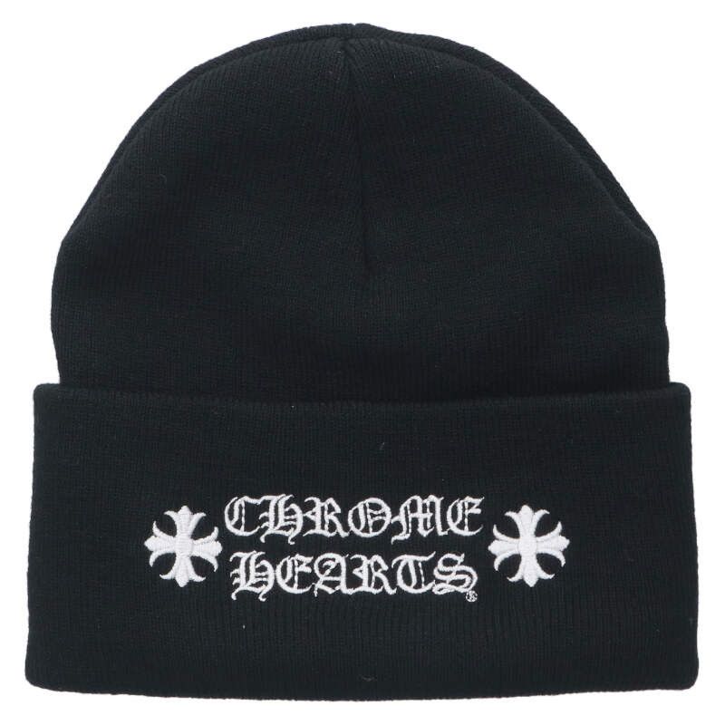 クロムハーツ WOOL WATCH CAP ロゴ刺繍ビーニーニットキャップ帽子 レディース