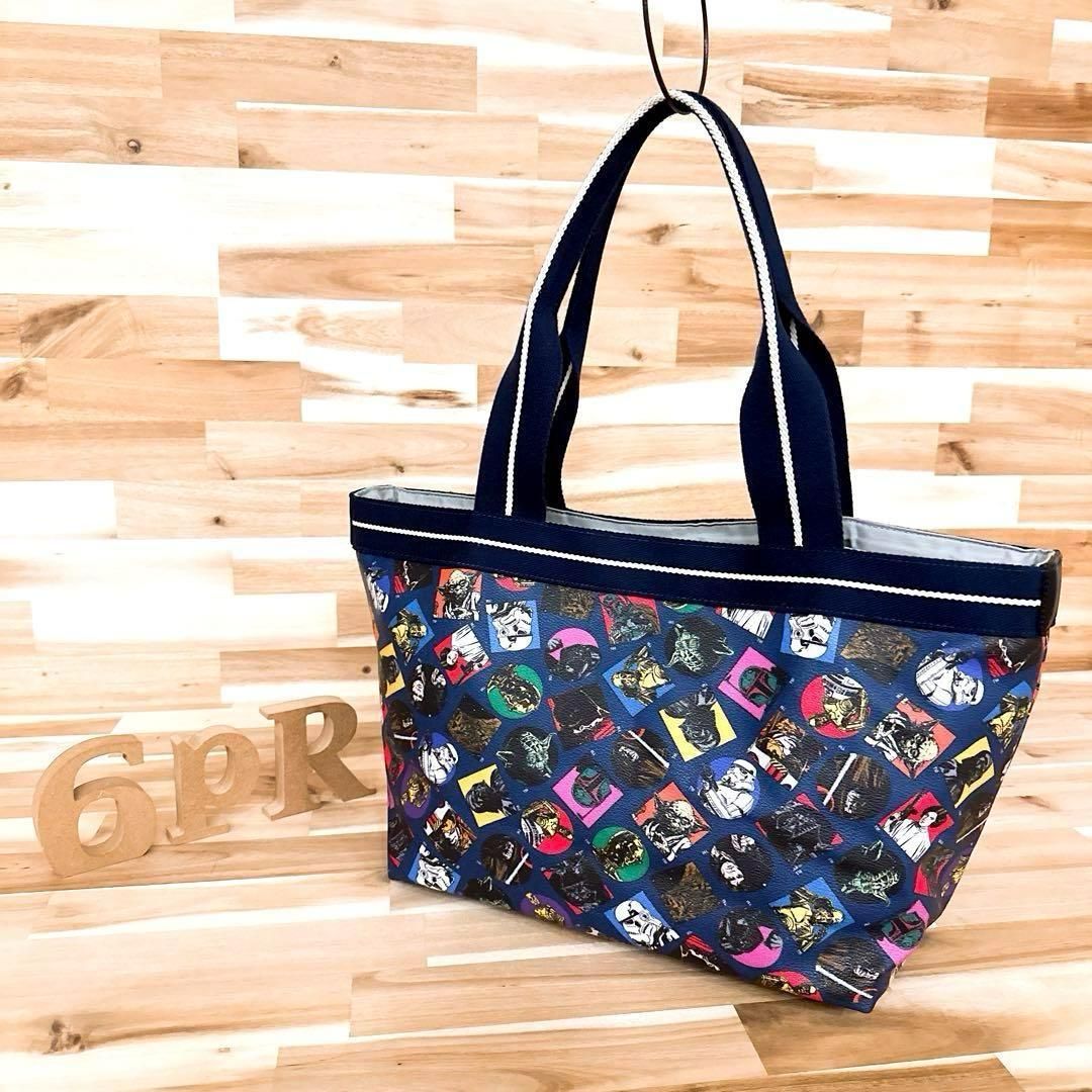 サマンサキングズ×スターウォーズ コラボ トートバッグ 総柄 紺×白