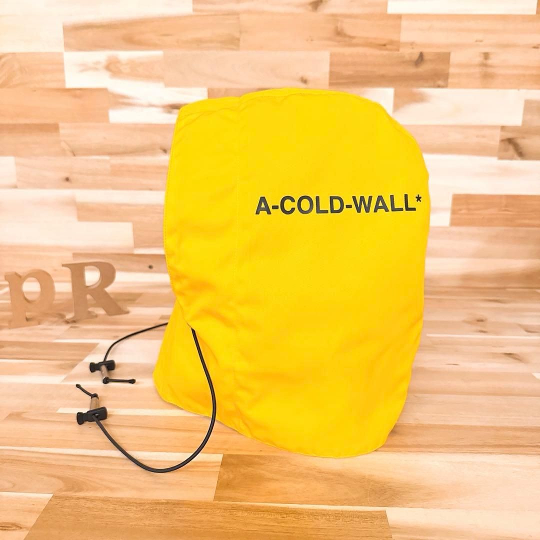 レア【アコールドウォール】サイド ロゴ ナイロン フード イエロー×黒  