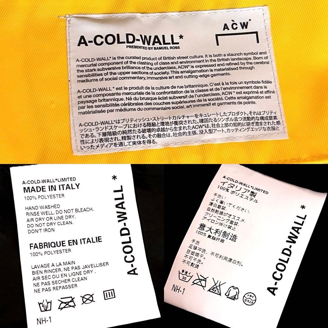レア【アコールドウォール】サイド ロゴ ナイロン フード イエロー×黒  